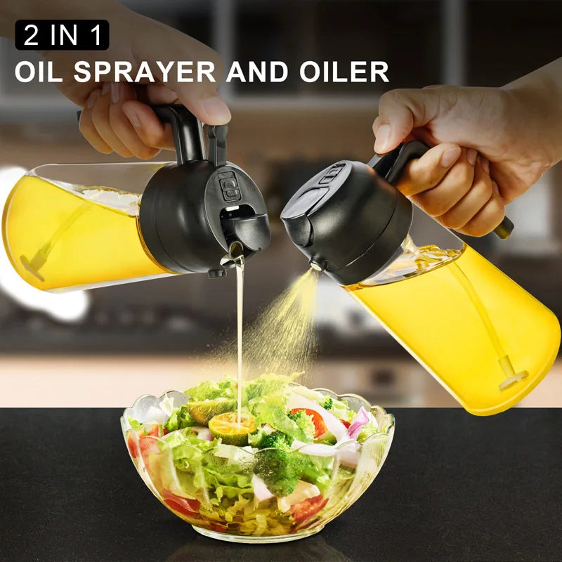Oil Sprayer Kitchen Oils Spray Bottle 2 in 1 Home Kitchen Air Fryer Spray Camping BBQ Cooking Oil Sprayer Plastic Oil Bottle