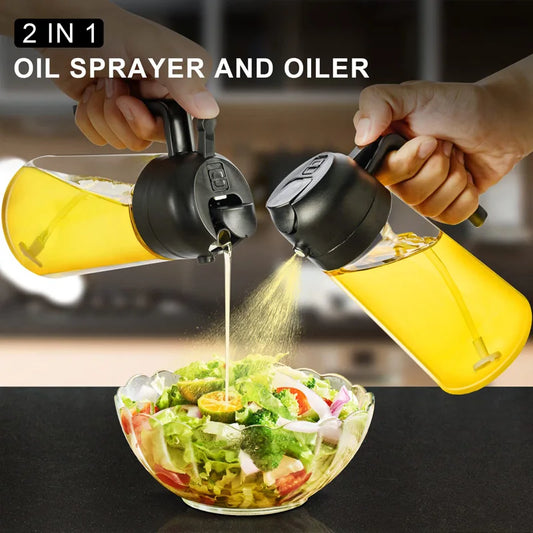 Oil Sprayer Kitchen Oils Spray Bottle 2 in 1 Home Kitchen Air Fryer Spray Camping BBQ Cooking Oil Sprayer Plastic Oil Bottle